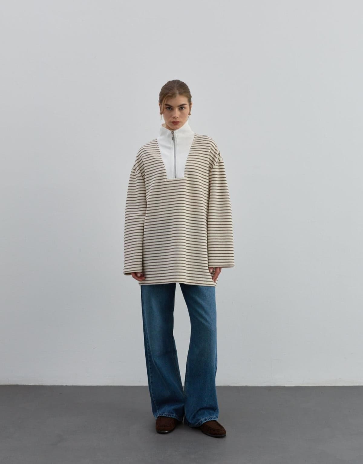 ÇİZGİLİ FERMUARLI SWEAT