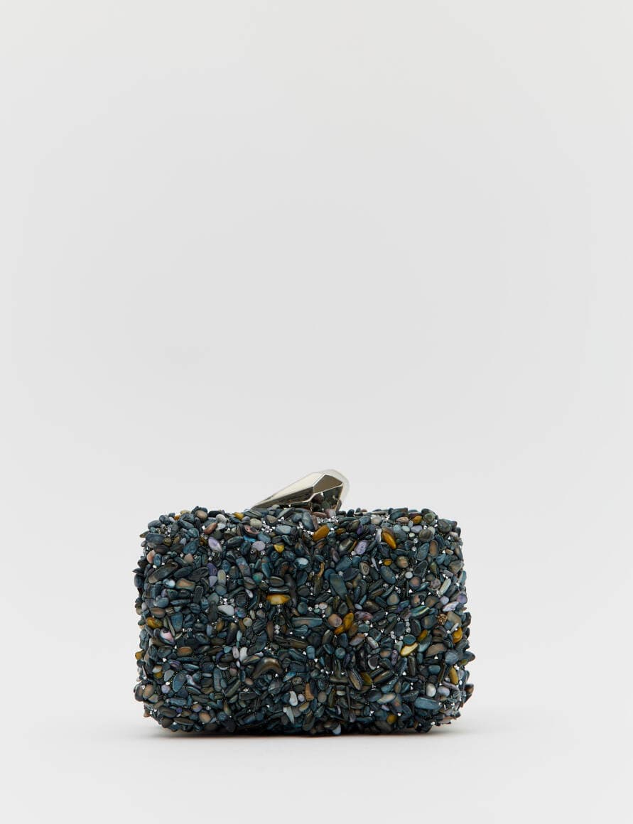 Brightness Taşlı Clutch Çanta KÜLLÜ MAVİ