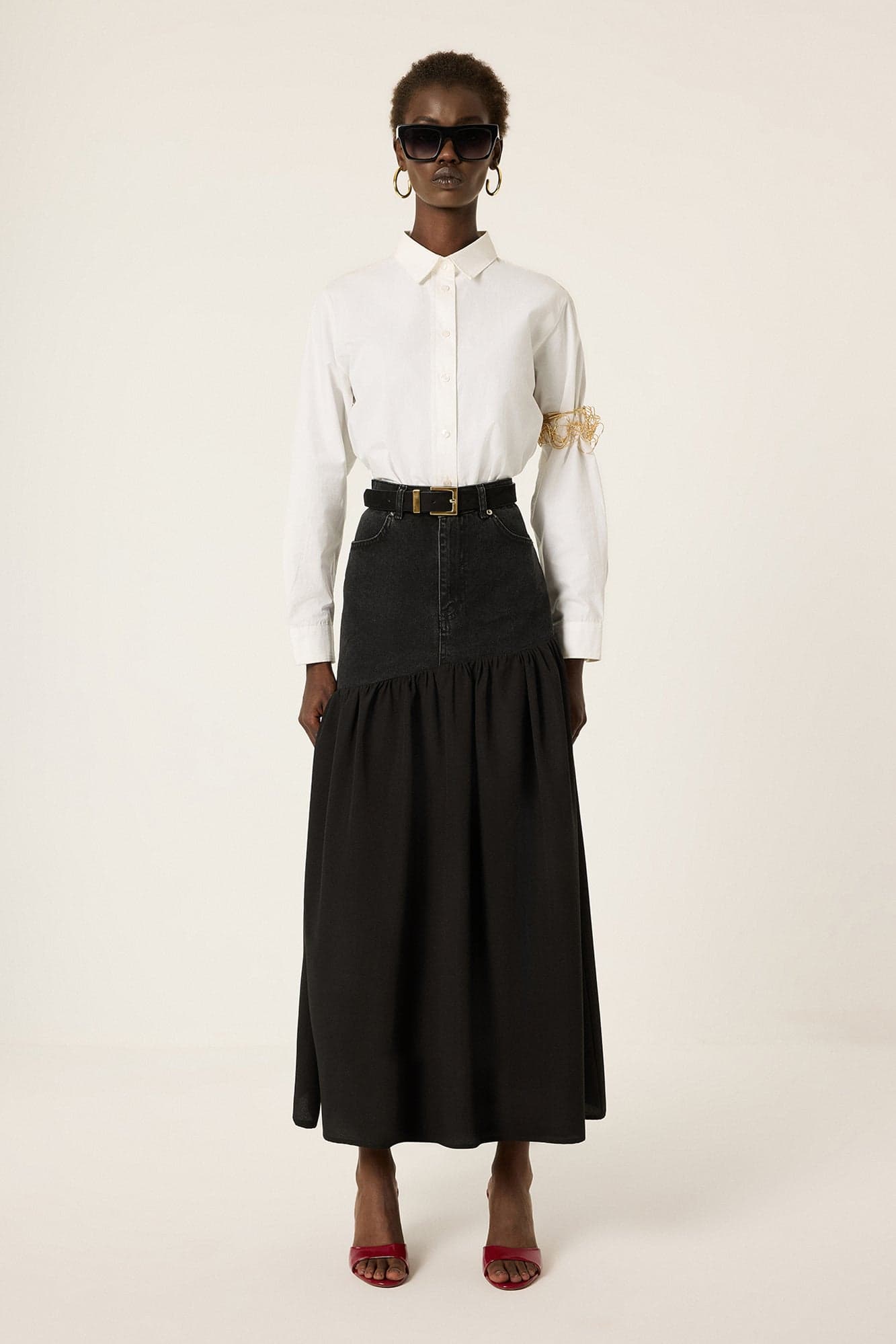 DENIM POPLIN SKIRT