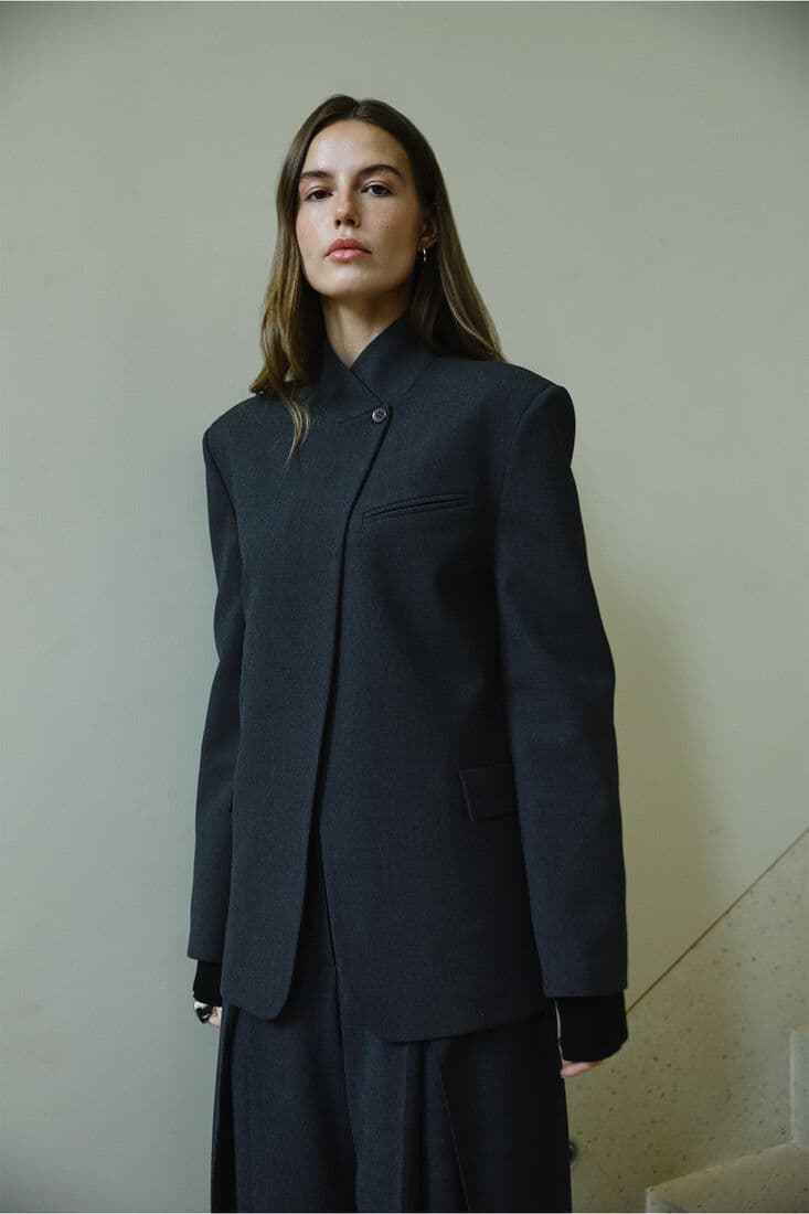 ANTRASİT ASİMETRİK BLAZER CEKET