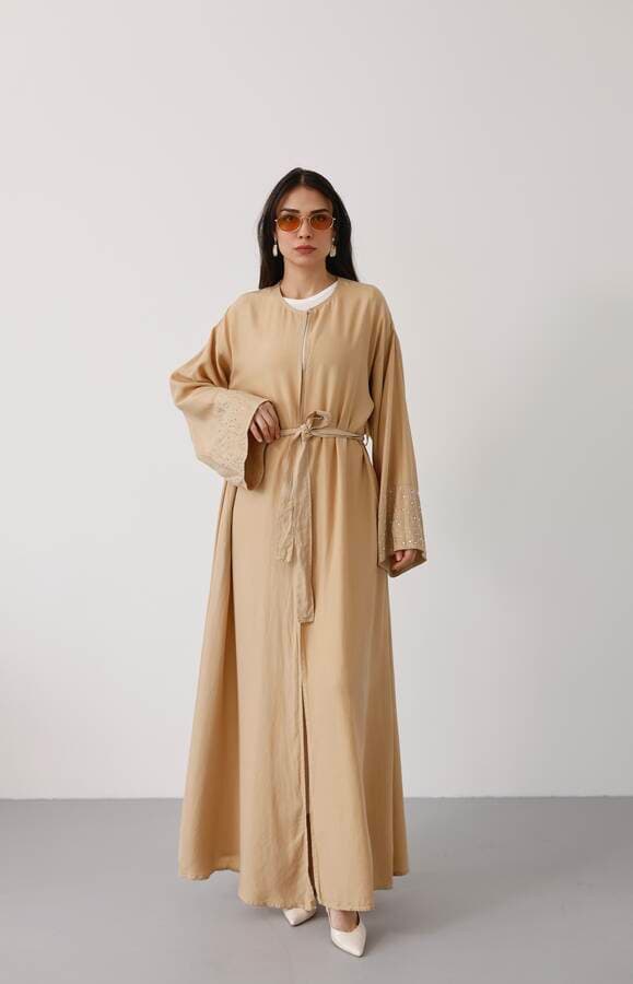 6642-Parça Boya Tensel Abaya Bej