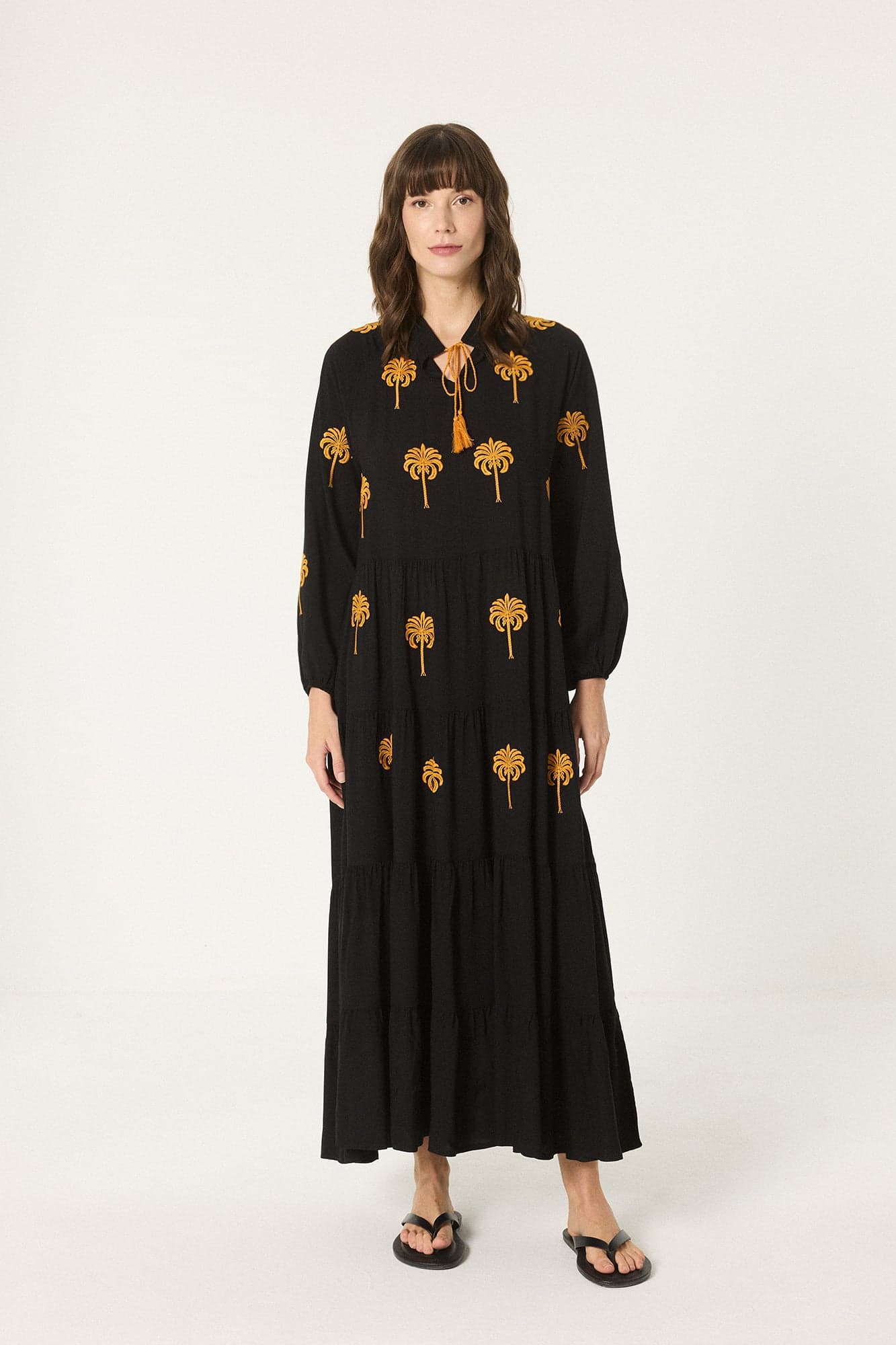 PALM TREE EMBROIDERED DRESS