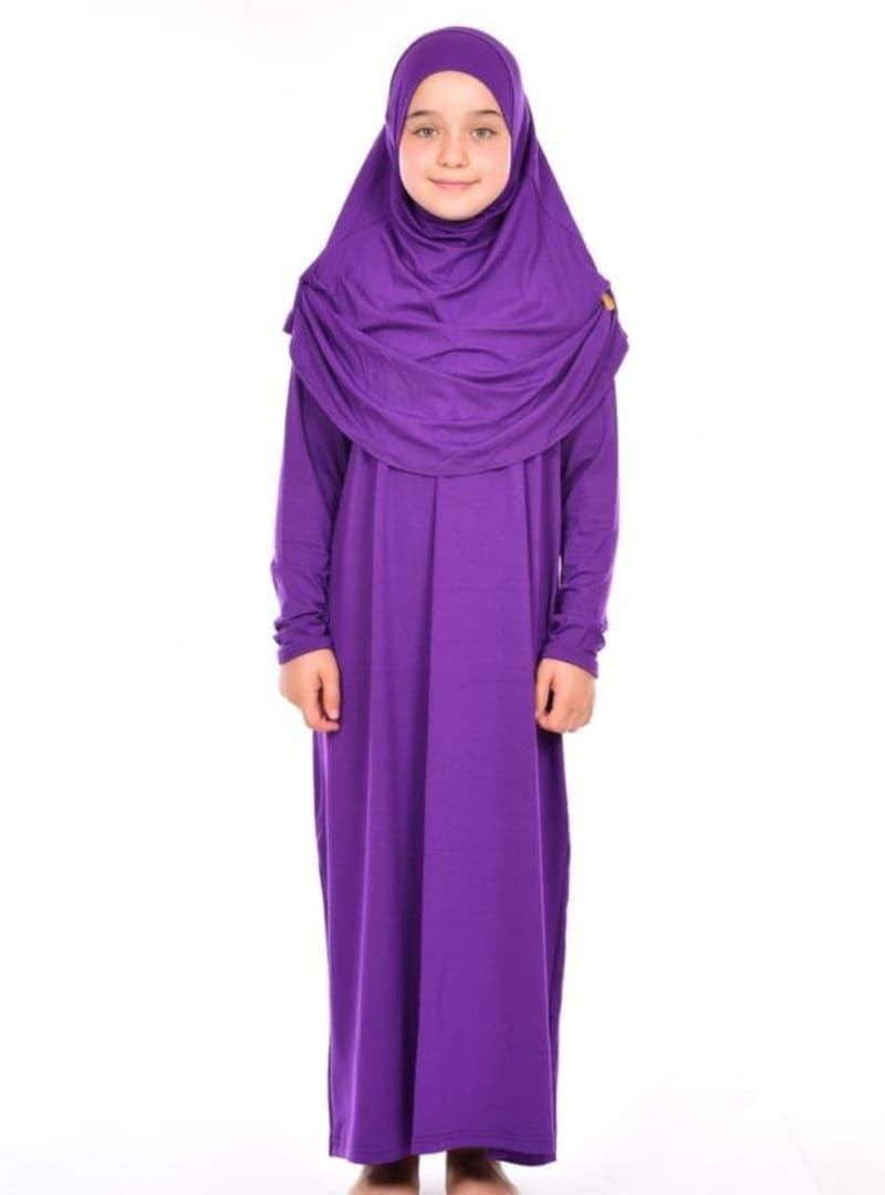 Çocuk Pratik Namaz Elbisesi Mor