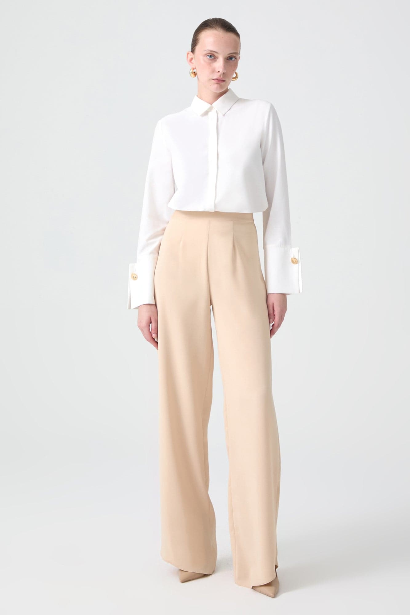 WIDE LEG CREPE TROUSERS